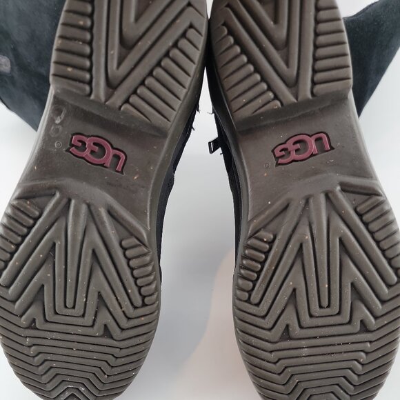 UGG Black Suede & Leather Tall Moto Buckle Boots | Size 7 - Picture 6 of 9